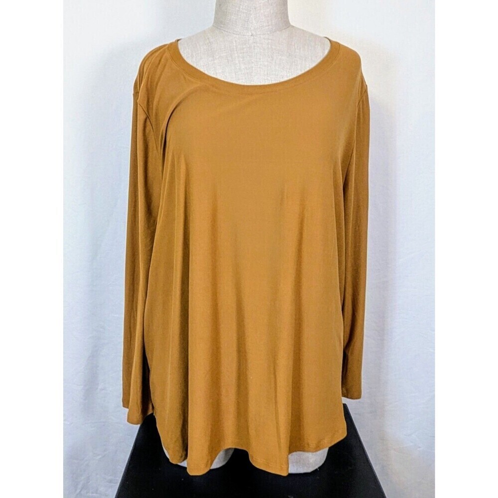 Sweet Tea by Pink Rose 3X Long Sleeve Tee Toffee Nut Soft Stretch Top